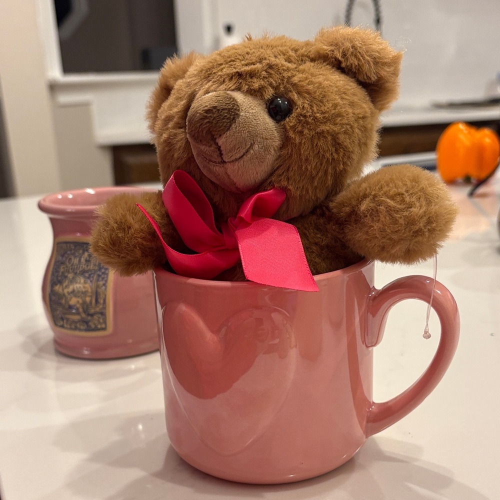 Pink Heart Mug with Teddy Bear